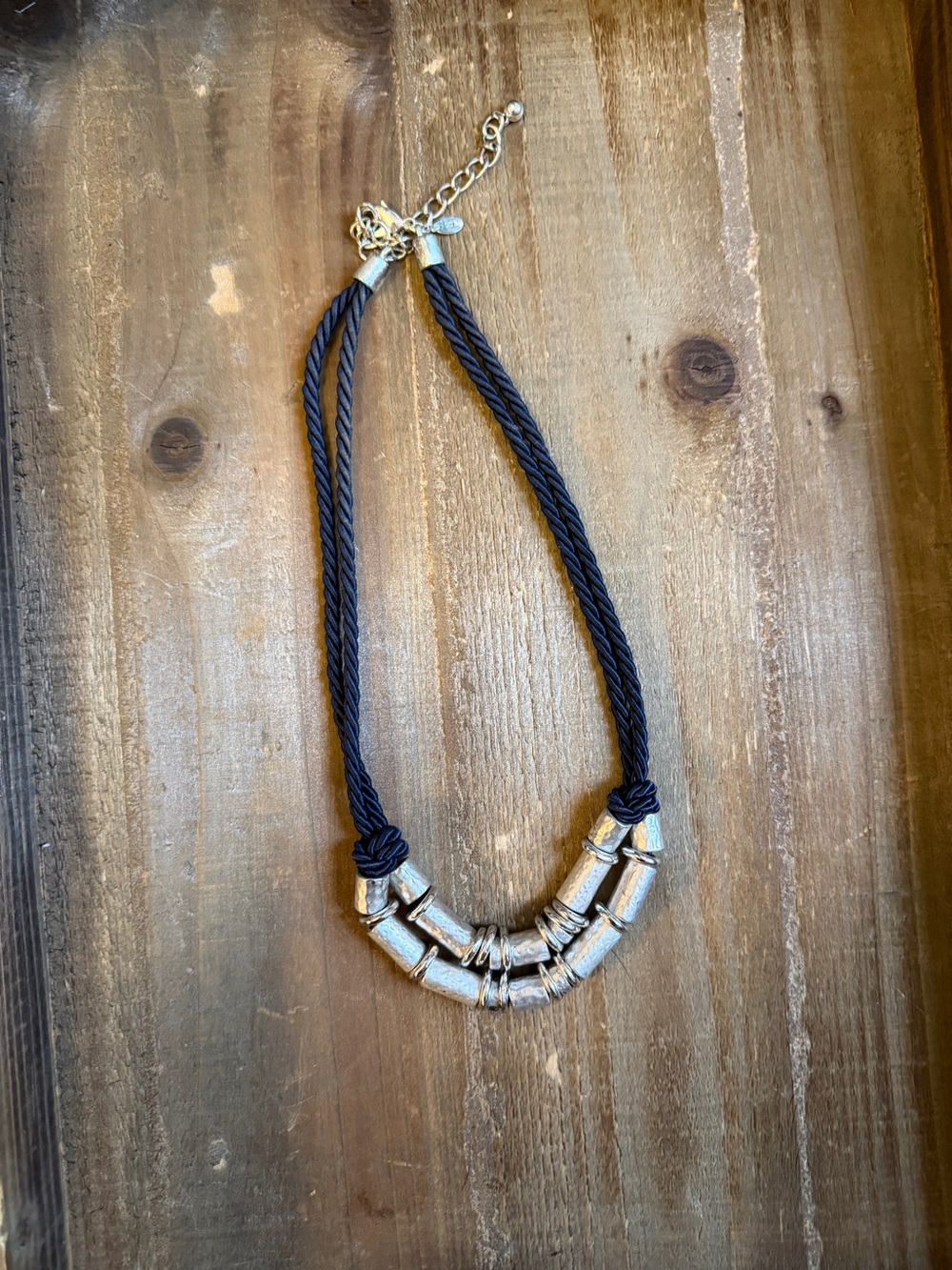 Chico’s Multi Strand Silver Accent Navy Rope Necklace